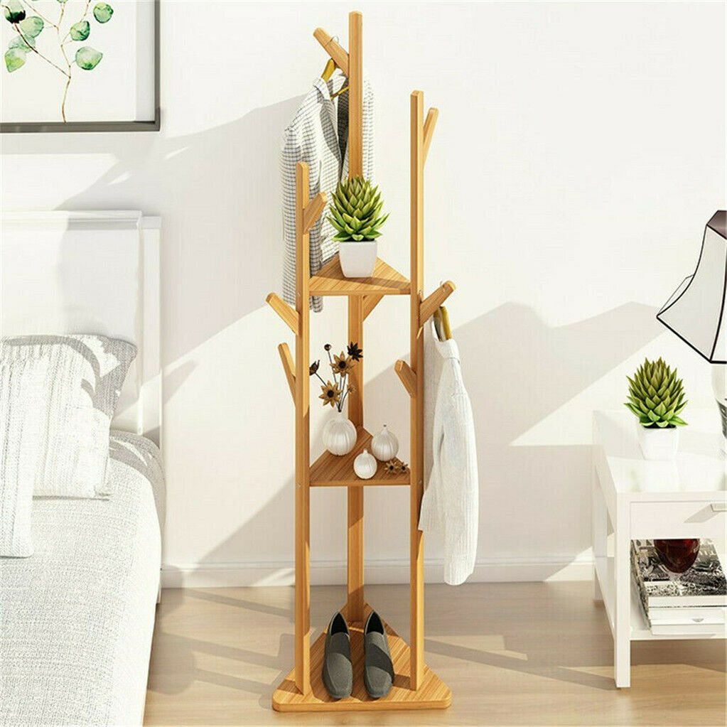 Alternative view of Bamboo Coat Rack with Umbrella Holder 31x31x166cm