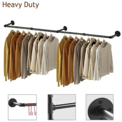 Alternative view of Industrial Iron Pipe Clothes Rail 180x8.5x8.5cm