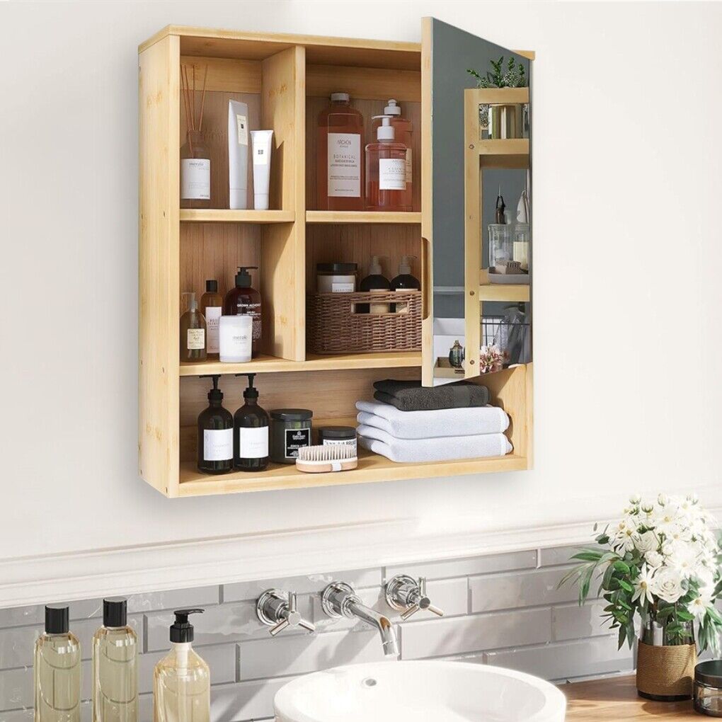 Bamboo Medicine Cabinet 55.5x16x61cm
