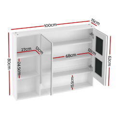 Alternative view of Bathroom Mirror Cabinet 100x15x80cm