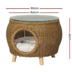 Alternative view of Wicker Coffee Side Table with Pet Bed