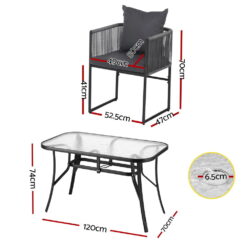 Alternative view of 5 Piece Outdoor Dining Set - Black