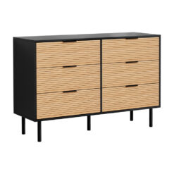 6 Drawer Dresser 120x40x80cm - Black & Pine