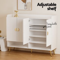 5 Tier Shoe Rack Cabinet 120x36x96.5cm - White - Complete Storage Solutions