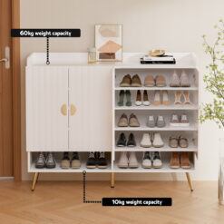 5 Tier Shoe Rack Cabinet 120x36x96.5cm - White - Complete Storage Solutions
