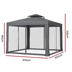 Alternative view of 3x3m Gazebo - Grey