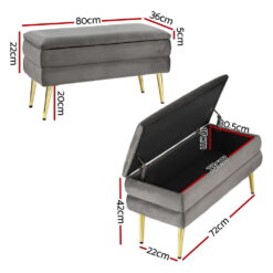 Alternative view of Storage Ottoman 80x36x42cm - Grey