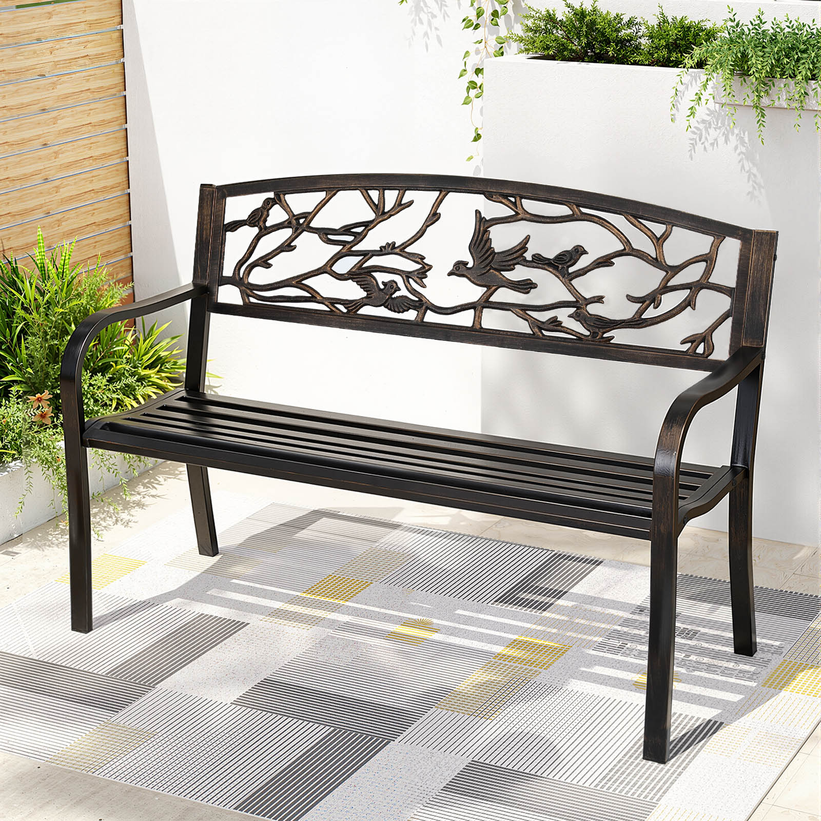 Outdoor Bench Seat 127.5x52.5x81.5cm - Bronze