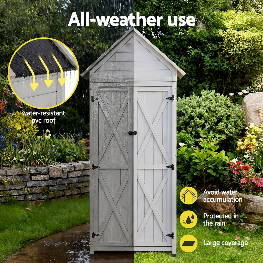 Outdoor Storage Cabinet 69x39x182cm - Grey