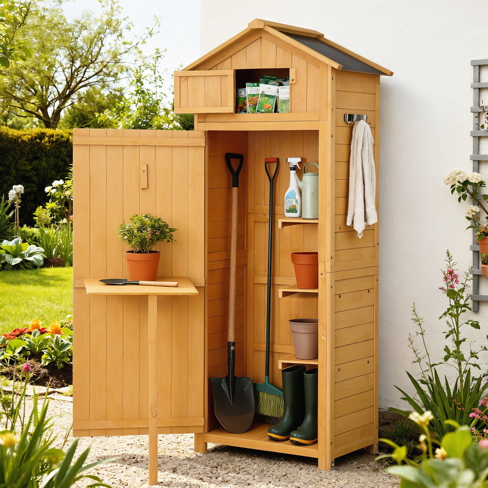 Outdoor Storage Cabinet 65x42x182cm - Brown