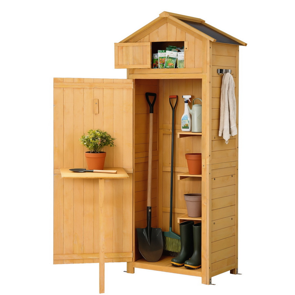 Alternative view of Outdoor Storage Cabinet 65x42x182cm - Brown