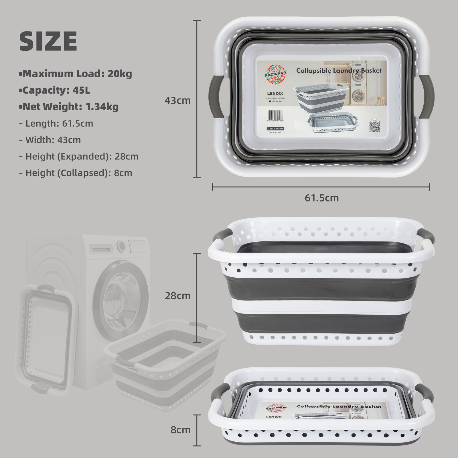 Alternative view of 45L Collapsible Laundry Basket