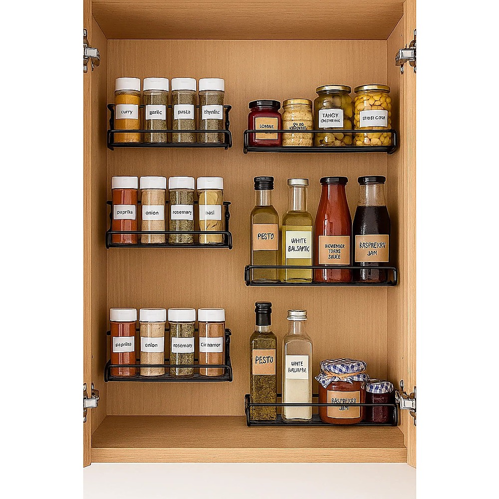 Alternative view of 4 Piece Stainless Steel Wall Spice Rack - Black