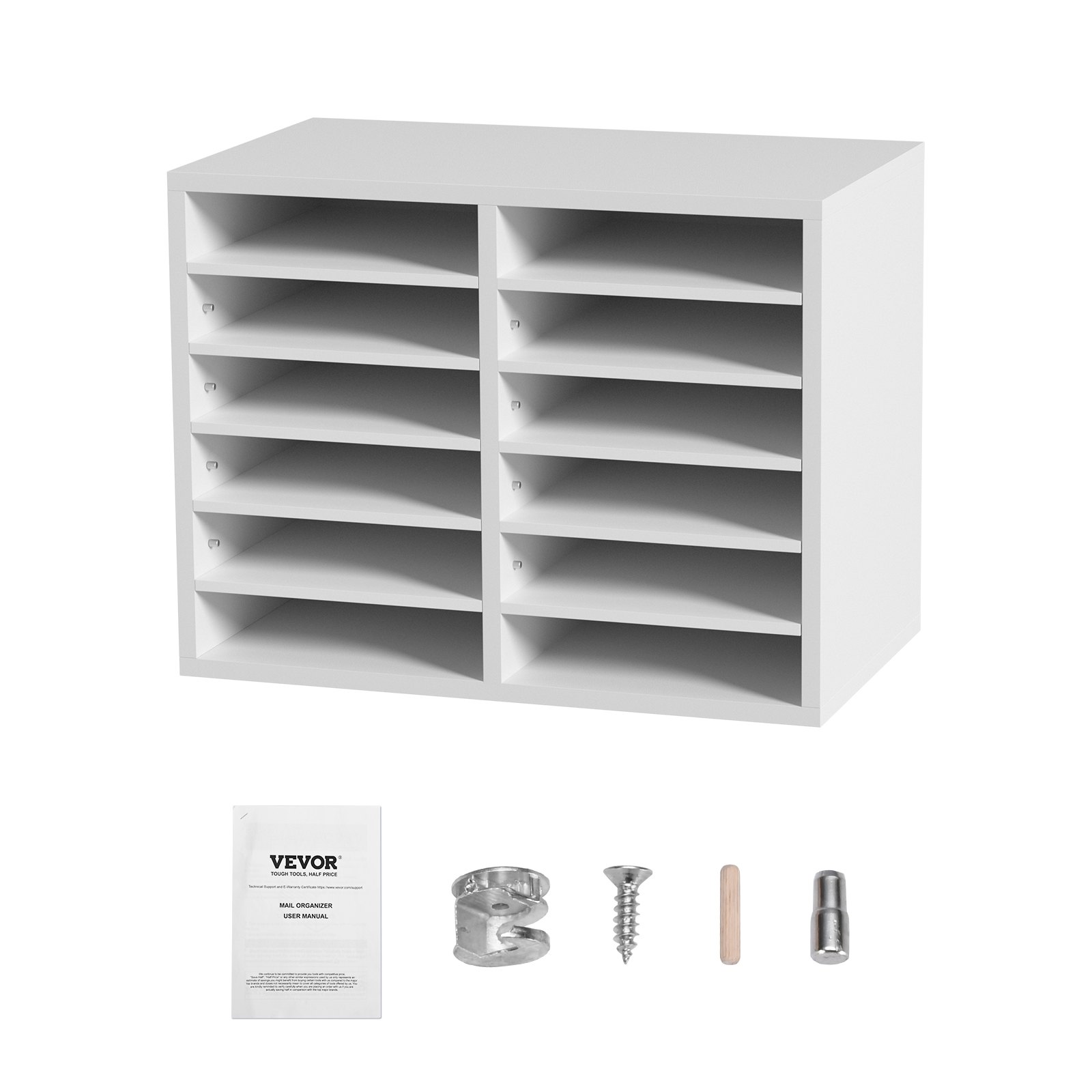 12 Compartment File Organiser 52x30.5x41cm - White