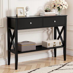 2 Drawer Console Table 100x35x81cm - Black