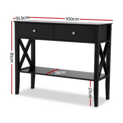 Alternative view of 2 Drawer Console Table 100x35x81cm - Black
