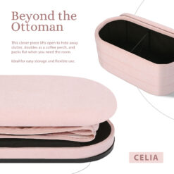 Coffee Table Storage Ottoman 90x45x47.5cm - Pink - Complete Storage Solutions