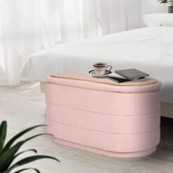 Coffee Table Storage Ottoman 90x45x47.5cm - Pink - Complete Storage Solutions