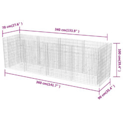 Steel Gabion Raised Bed 360x90x100cm - Silver - Complete Storage Solutions