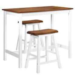 Alternative view of Bar Table and Stool Set 3 Pieces 108x60x91cm - Brown & White