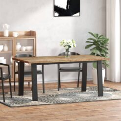 Acacia Wood Dining Table 170x90x75cm - Brown & Black