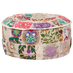 Alternative view of Patchwork Pouffe Round Cotton Handmade 40x20cm