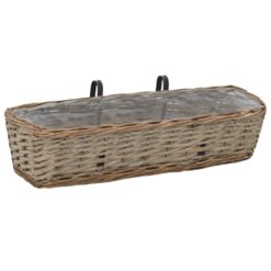 Alternative view of 2 Piece Balcony Planter Wicker with PE Lining 60cm 60x18x13cm - Brown