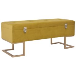 Bench with Storage Compartment 105cm Mustard Velvet 105x40x44cm