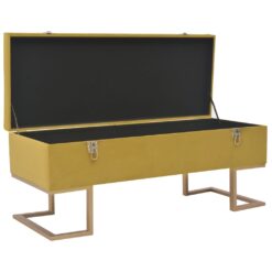 Alternative view of Bench with Storage Compartment 105cm Mustard Velvet 105x40x44cm