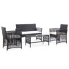 4 Piece Poly Rattan Garden Lounge Set with Cushion - Complete Storage Solutions