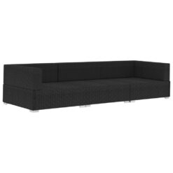 3 Piece Poly Rattan Garden Sofa Set with Cushions - Complete Storage Solutions