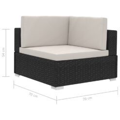 3 Piece Poly Rattan Garden Sofa Set with Cushions - Complete Storage Solutions