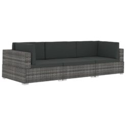 3 Piece Poly Rattan Garden Sofa Set with Cushions - Complete Storage Solutions