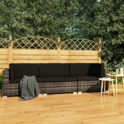 3 Piece Poly Rattan Garden Sofa Set with Cushions - Complete Storage Solutions