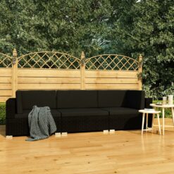 3 Piece Poly Rattan Garden Sofa Set with Cushions - Complete Storage Solutions