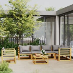 7 Piece Acacia Wood Garden Lounge Set with Cushion