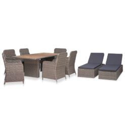 9 Piece Poly Rattan Outdoor Dining Set