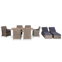 Alternative view of 9 Piece Poly Rattan Outdoor Dining Set