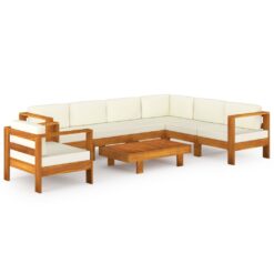 Alternative view of 8 Piece Acacia Wood Garden Lounge Set with Cushions