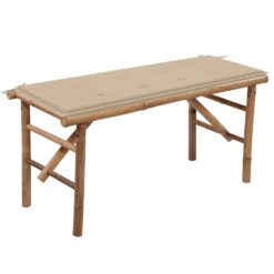 118cm Bamboo Folding Garden Bench with Cushion - Complete Storage Solutions