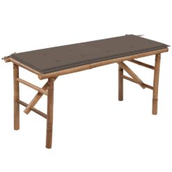 Alternative view of 118cm Bamboo Folding Garden Bench with Cushion
