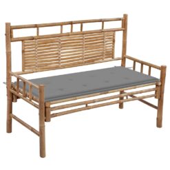 Alternative view of 120cm Bamboo Garden Bench with Cushion