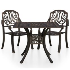 3 Piece Cast Aluminium Bistro Set - Complete Storage Solutions