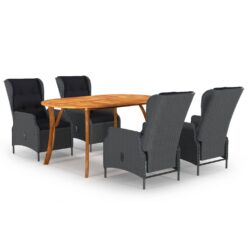 5 Piece Garden Dining Set Dark