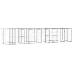 Galvanised Steel Outdoor Dog Kennel 19.36 m² 880x220x180cm - Silver