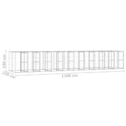 Galvanised Steel Outdoor Dog Kennel 24.2 m² 1100x220x180cm - Silver - Complete Storage Solutions