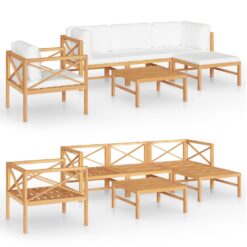 Alternative view of 6 Piece Teak Wood Garden Lounge Set with Cushions