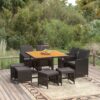 9 Piece Poly Rattan Garden Dining Set with Cushions - Complete Storage Solutions