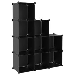 Alternative view of Storage Cube Organiser with 9 Cubes 94.5x32x124cm - Black