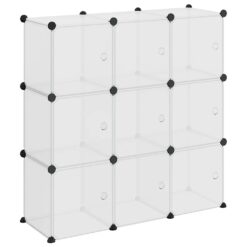 Alternative view of Storage Cube Organiser with 9 Cubes and Doors 94.5x31.5x94cm - Transparent